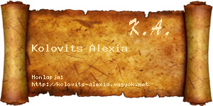Kolovits Alexia névjegykártya